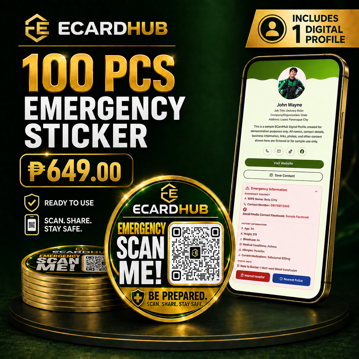 ECARD COSTUMIZED STICKERS WITH DIGITAL PROFILE - additional photo